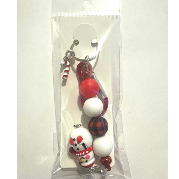 Christmas keychain or bag charm with snowman & candy cane. Brand new 6.5” - Picture 3 of 3